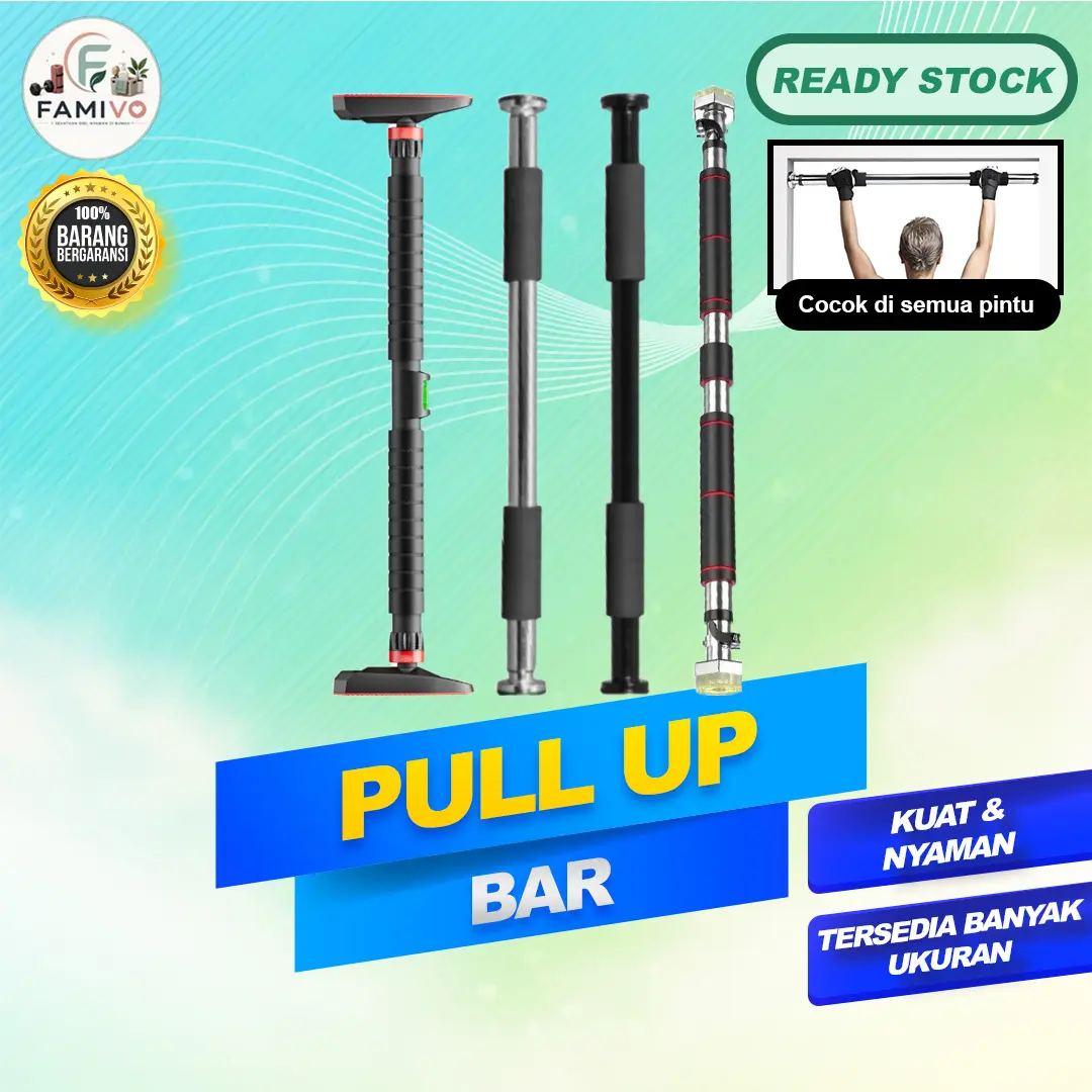 PULL UP BAR DINDING PINTU DOOR CHINNING ALAT UNTUK FITNESS OLAHRAGA 62-100 CM FREE SKRUP GARANSI