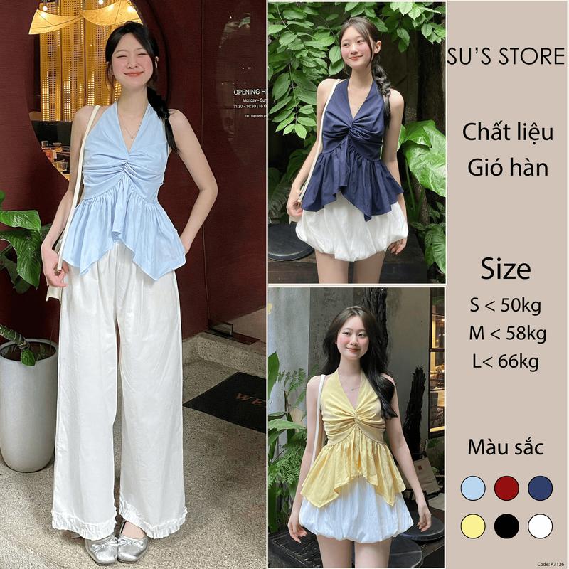  Áo Yếm Xoắn Ngực Xẻ Tà Nữ Tính A3126 Susstore Thời Trang Nữ 