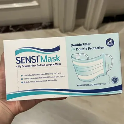 Masker Sensi Surgical Earloop 4 Ply Double Filter isi 50 pcs/Box