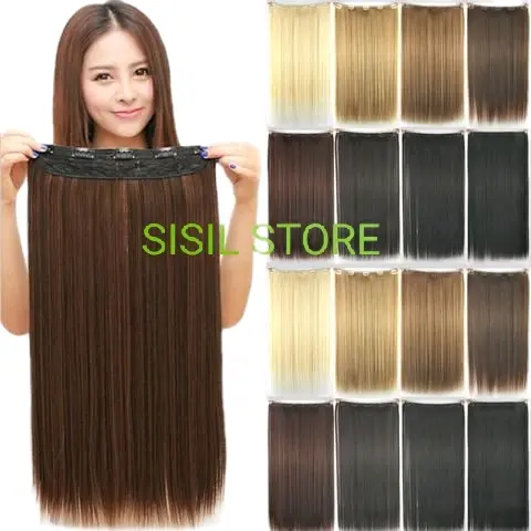 Hair Clip  Big Layer Panjang Lurus Tebal Cewek - Rambut Palsu Terbaik