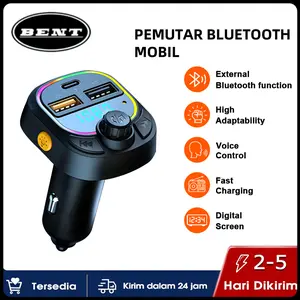 COD Pemancar FM Bluetooth 5.0 Mobil PD 18W, Pengisi radio mobil/Pengisi Daya Cepat USB Ganda Tipe-c 4.2A, Lampu Latar LED