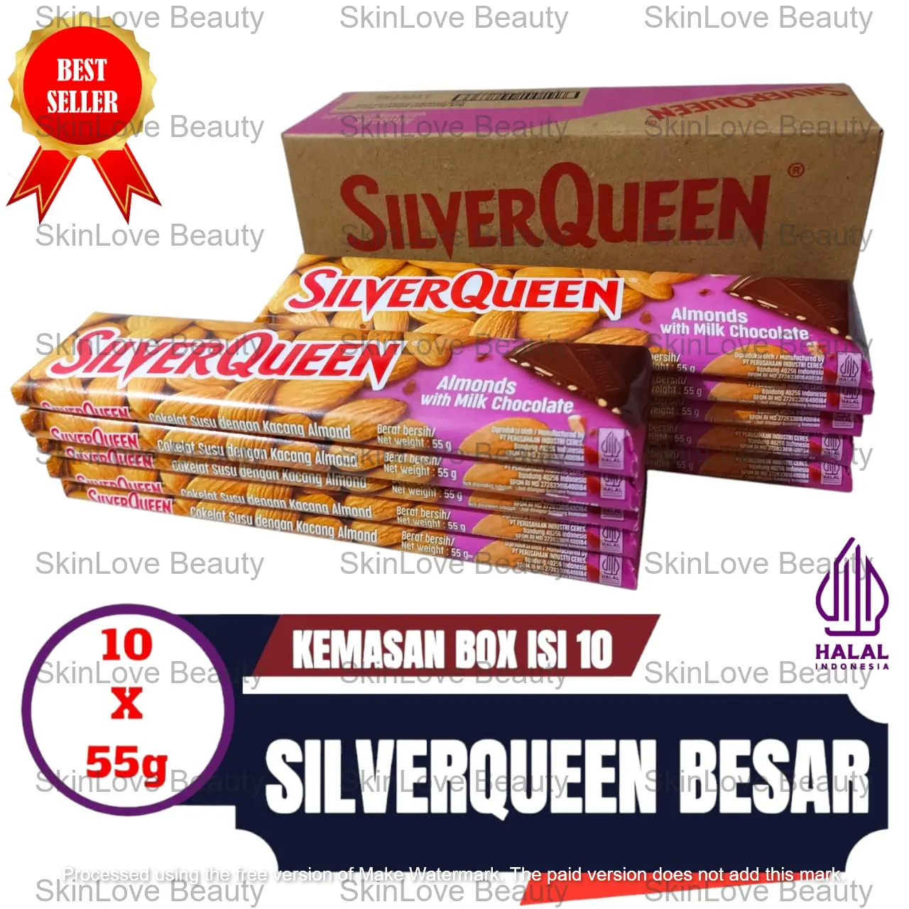 Silverqueen 55 gram 1 BOX isi 10 pcs All variant MEDE/ALMOND Cokelat Coklat