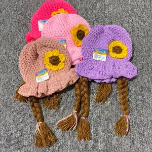 Topi Kupluk Bayi Perempuan 0-12 Rambut Kepang RENDA BUNGA Variasi / Topi Bayi Kupluk Imut Lucu Baby Hat Wig DM Baby