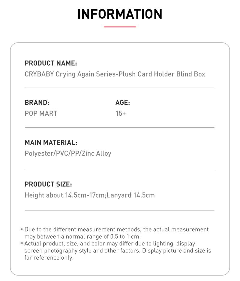 Product Introduction of POP MART CRYBABY Crying Again Series-Card Holder Blind Box CRYBABY Tear Factory Series Plush Card Cover Blind Box Trendy Crying Baby Accessories Gift Toys Salary card 9