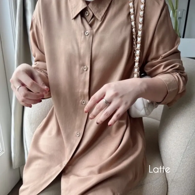 Kemeja Polos Rayon Twill Wanita Korean Style By Mylismaiiez 6