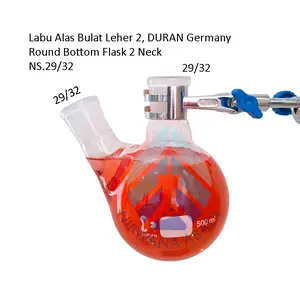 Labu Alas Bulat Leher 2 NS 29/32, Labu Didih, Boiling Flask 2 Neck Round Bottom DURAN