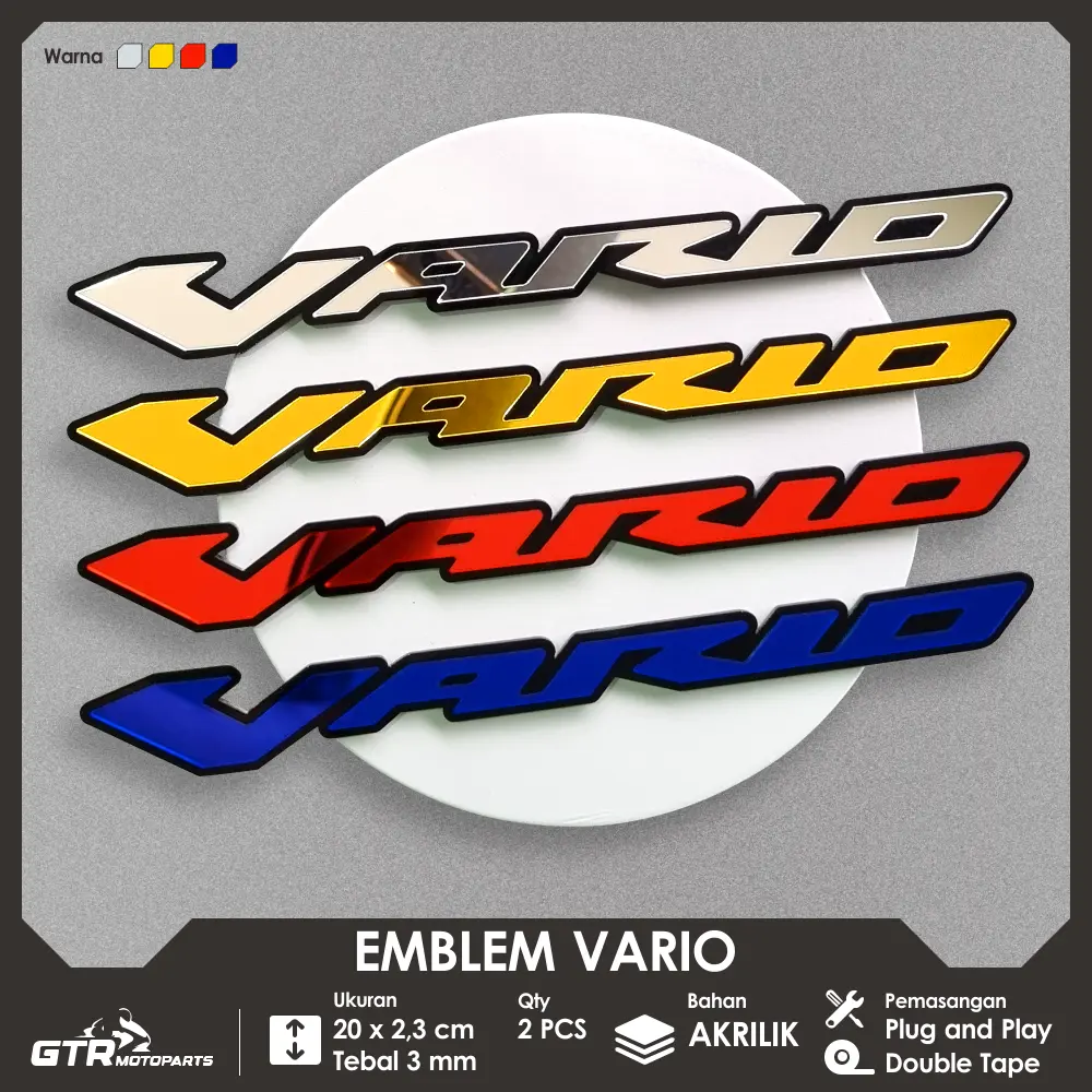[COD] GTR Emblem Vario 2 PCS Logo Timbul 3D Aksesoris Motor Click Vario 125 150 160 110 OLD NEW