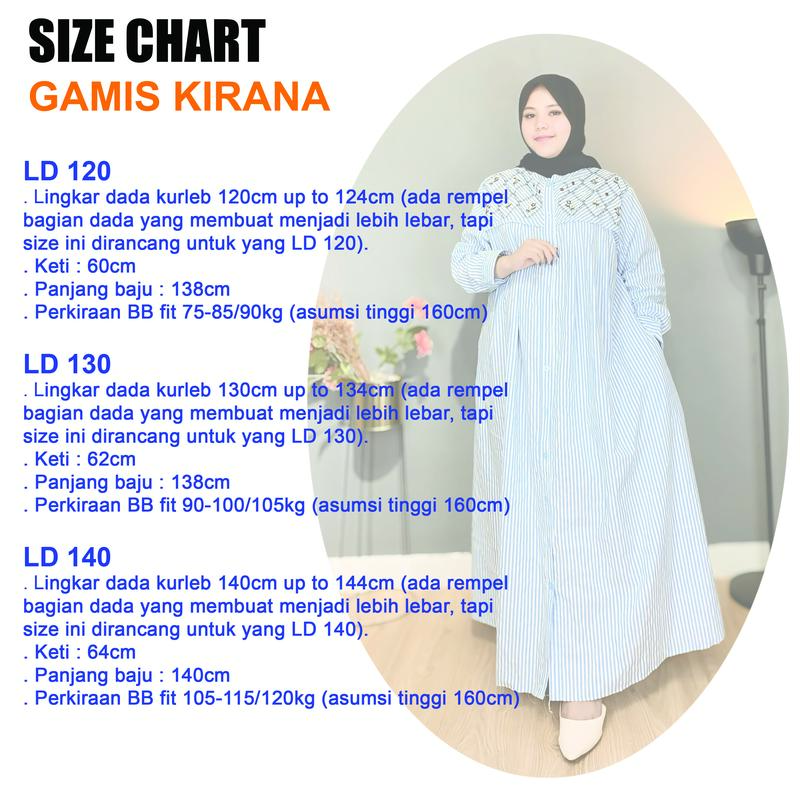 BP KIRANA Gamis Salur Bordir Fashion Wanita BB 70-120kg LD 120-130-140 Keti 60-62-64 Wanita Kekinian Terbaru Nyaman Dewasa Bahan Katun Yarndyed Oversize Mewah Dress Lebaran 1