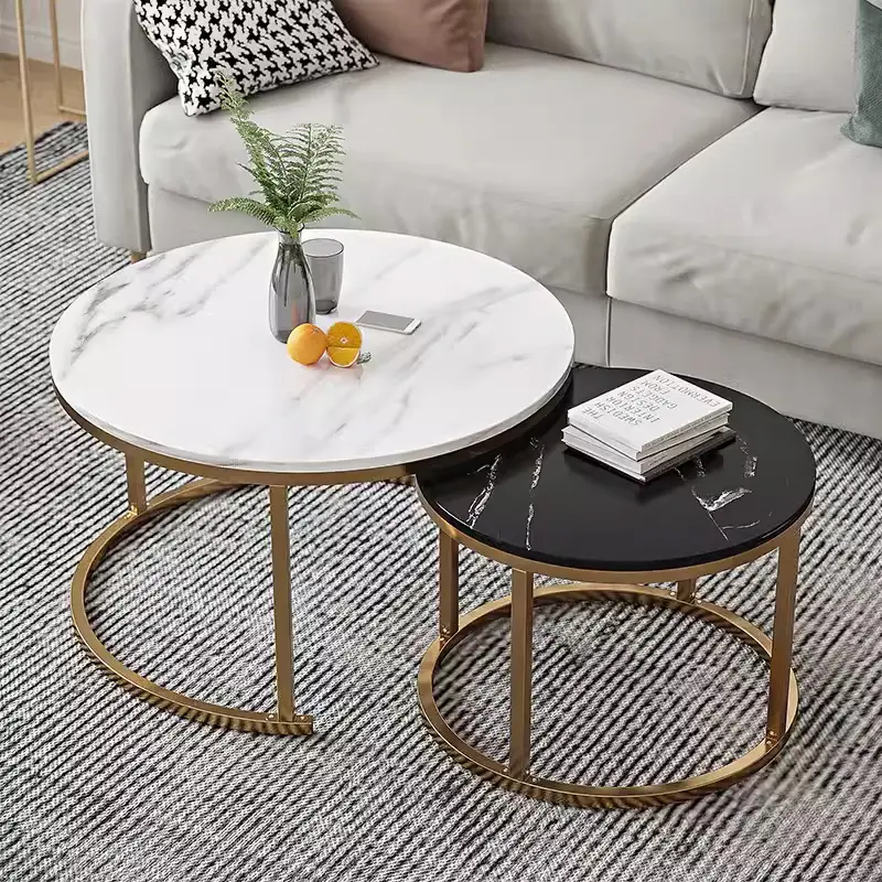 COD Meja Tamu Meja Kopi Coffee Table Meja Ruang Tamu Meja Tamu Sederhana Modern Rotundity Dua Potongan Set 1