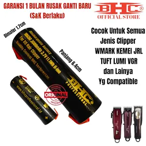 BHC Battery Li Ion Tipe C Original Baterai Mesin Cukur Rambut 3000mAh 3.7V Garansi Batre For Wmark TUFT JRL VGR Lumi Dan Lainya Yang Compatible Spare Part Suku Cadang Parts