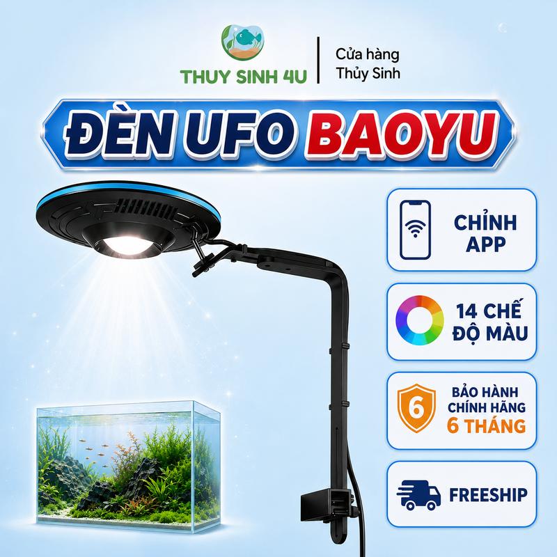 Đèn thủy sinh UFO BAOYU - Chỉnh APP 14 Chế độ màu - Led WRGB Cao cấp