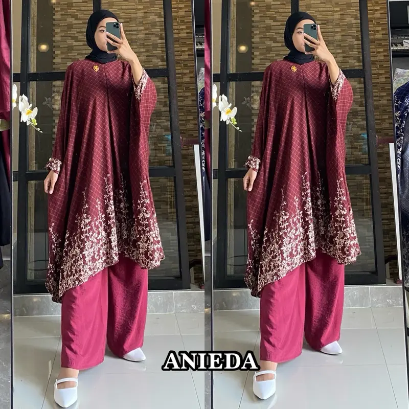 Hamidah set abaya malaya by anieda material rayon premium mix celana kulot polo linen premium 5