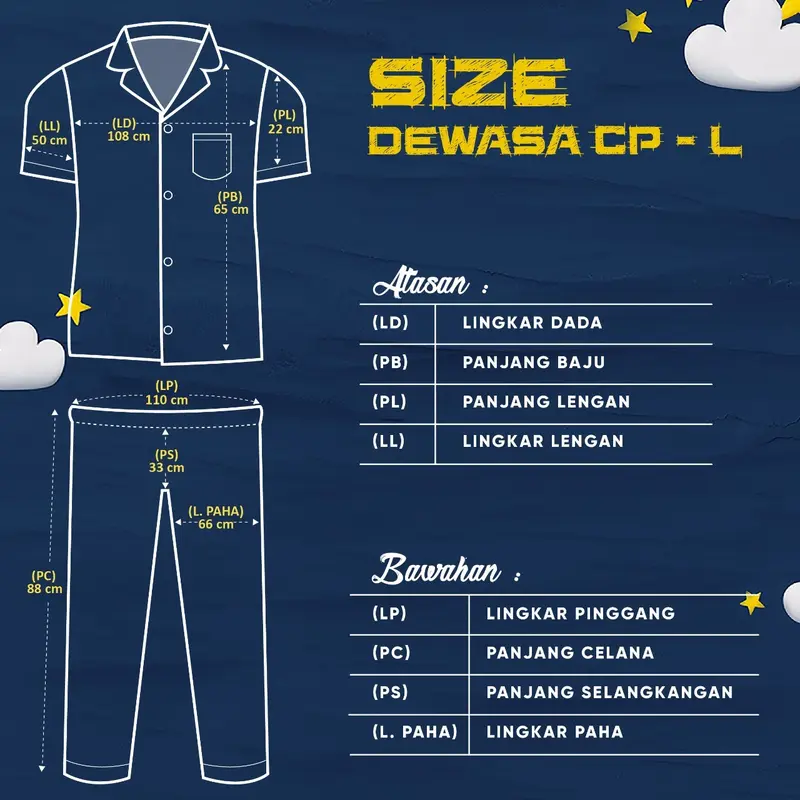 Nyenyak Piyama Dewasa Pria CP ( M, L, XXL ) Bahan Katun Sintetis / Motif Karakter / Setelan Baju Tidur Dewasa Cowok Lengan Pendek Celana Panjang - 5 4