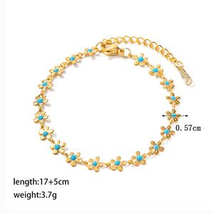 European and American Instagram-style drip oil flower necklace and bracelet, titanium steel retro fade-resistant handmade accessories