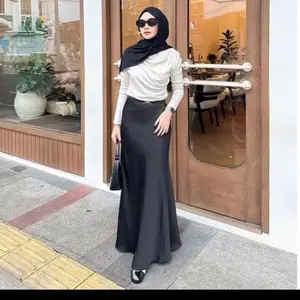 Rok Satin Premium Panjang A Line Mermaid Wanita Terbaru 2026 Kekinian Rok Satin Silm Model Terbaru 2026