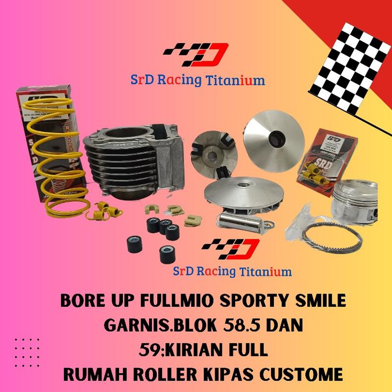 Product Introduction of Blok Seher Bore Up Mio Sporty Mio Soul 150 cc 58.5 - Paket Full Roller Kipas Roller - Per CVT - Per Kampas Klip All Racing SRD 1