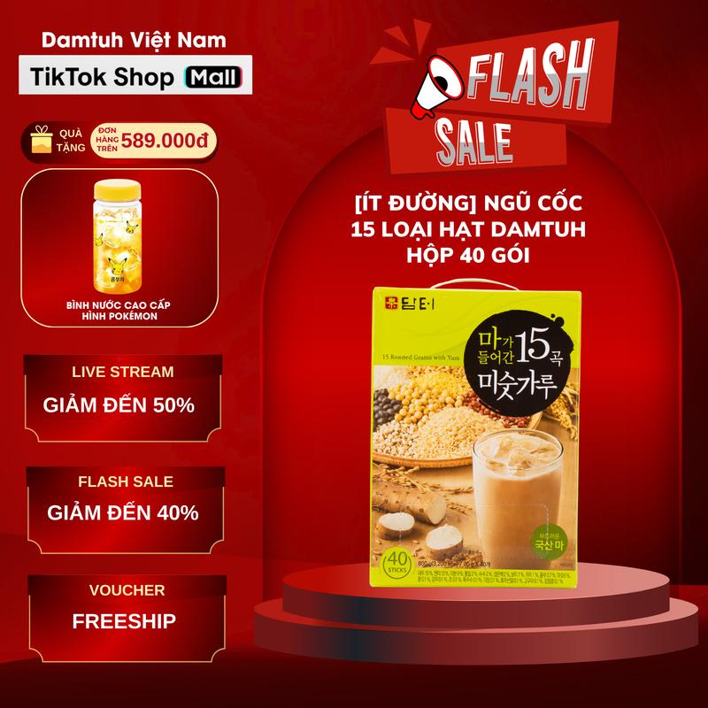   Ít đường  Bột Ngũ Cốc 15 Loại Hạt Damtuh Hàn Quốc - Hộp 40 gói 