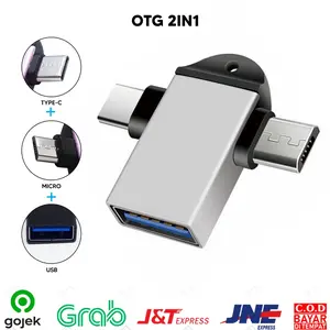 OTG 2 in 1 MICRO USB DAN TYPE-C PACKING PLASTIK / OTG MICRO USB / OTG TYPE-C BAHAN BESI