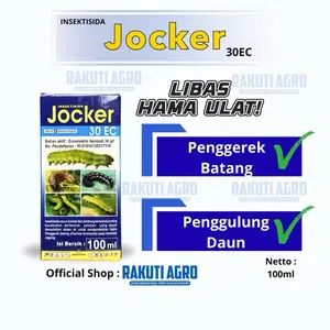 OBAT HAMA ULAT 100ML JOCKER - Hama Tanaman Padi, Jagung, Kacang, Kubis, Semangka dan lain Daun Padi Putih