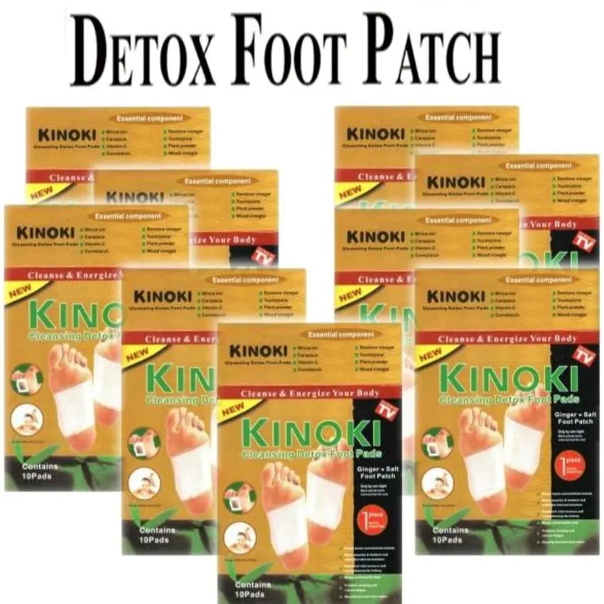 10 BOX = 100 LEMBAR PLASTER PENYERAP RACUN TUBUH KINOKI FOOT PADS DETOX