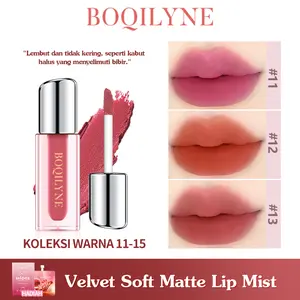 BOQILYNE Lipstik Matte 15 Warna! Tahan Air, Pewarna Lasting – Tekstur Lembut, Cocok Semua Kulit! Lipstick Gloss Waterproof Bibir
