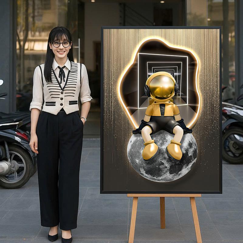 Tranh Gấu Cao Cấp Tráng Gương Treo Tường Phòng Khách Deco nhà Trang Trí Cửa Hàng Shop Quần Áo