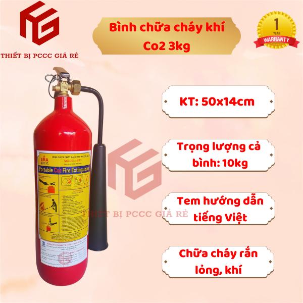 Bình chữa cháy co2, bình cứu hoả 3kg ,hiệu quả cao, cần dùng cho văn phòng, đạt tiêu chuẩn pccc