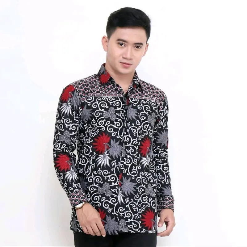Kemeja Batik Pria Lengan Panjang -Banyak Pilihan motif-Bahan Katun-Seragam Kerja 4