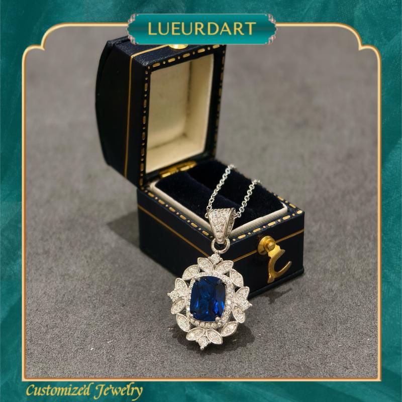 Product Introduction of Dark Blue Vintage European Necklace Ring Earrings 3 Pcs Set s925 silver 1