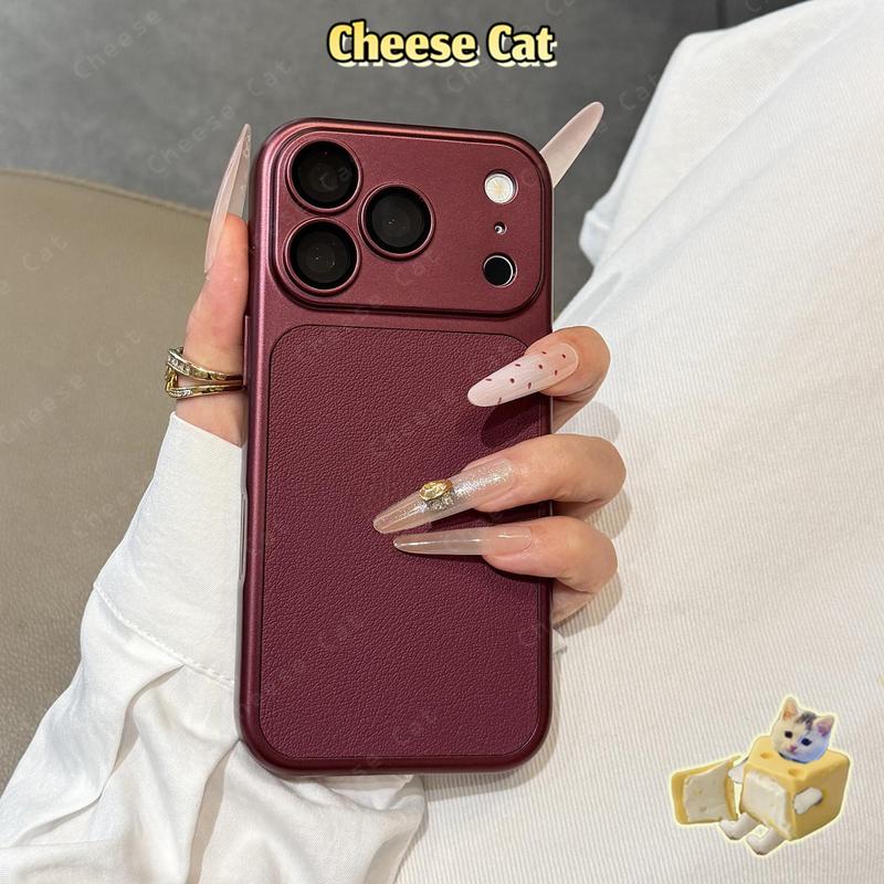 Mới Dòng 18PM Đỏ burgundy/Băng thanh Vỏ iPhone da cho iPhone 18 17 Pro Max 15 Plus 16 14 13 12 11 Pro Max Xs Max XR