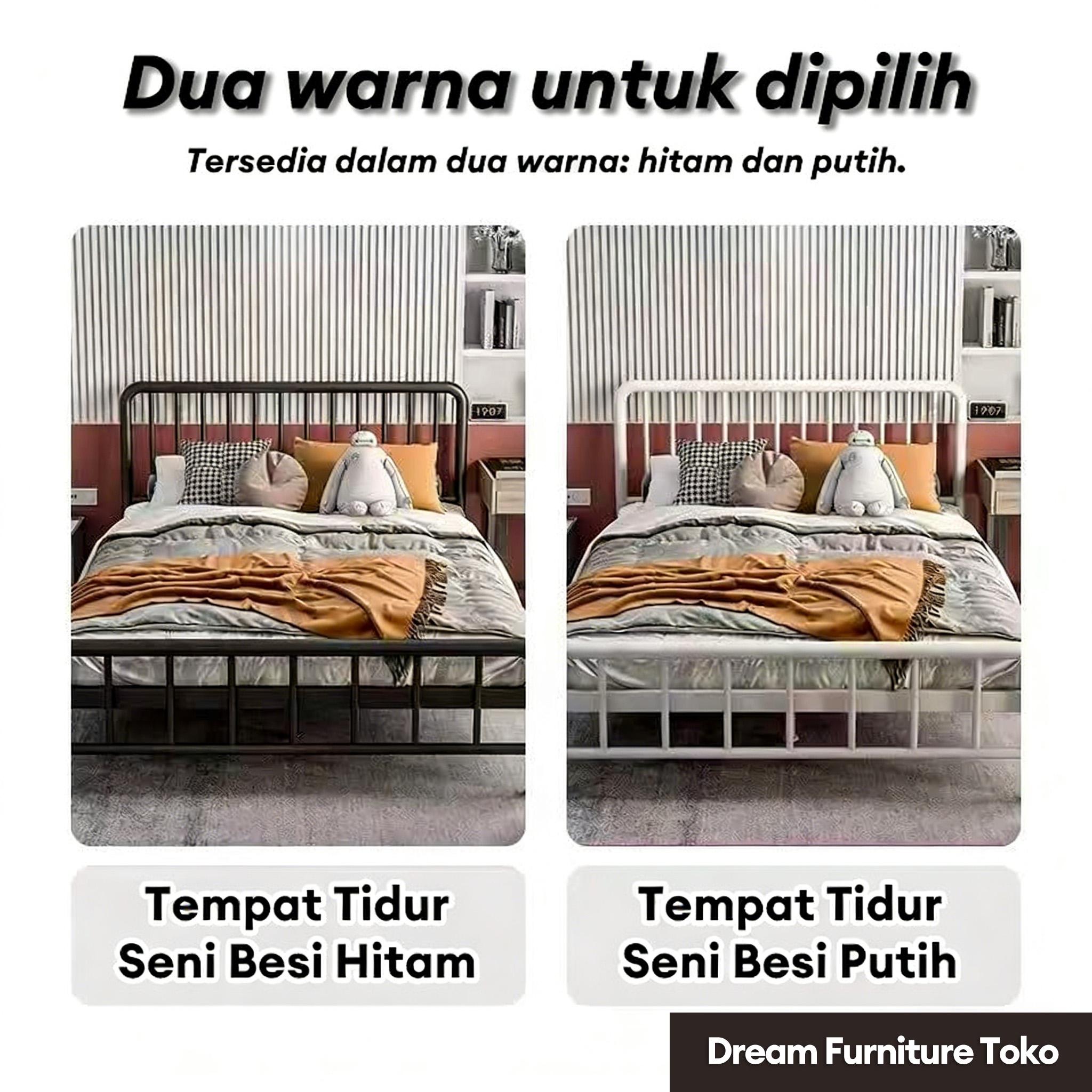 DF-6-Tidur Dipan Divan Besi Dipan Tempat Tidur Ranjang Besi Divan Kasur Tempat Tidur Dipan Tempat Tidur Besi 180cm Berkualitas Tempat Tidur Besi 100/120/160/180cm Tinggi Untuk Dua Orang Rangka  Ranjang Besi Tempat Dipan Besi  【5 tahun garansi】