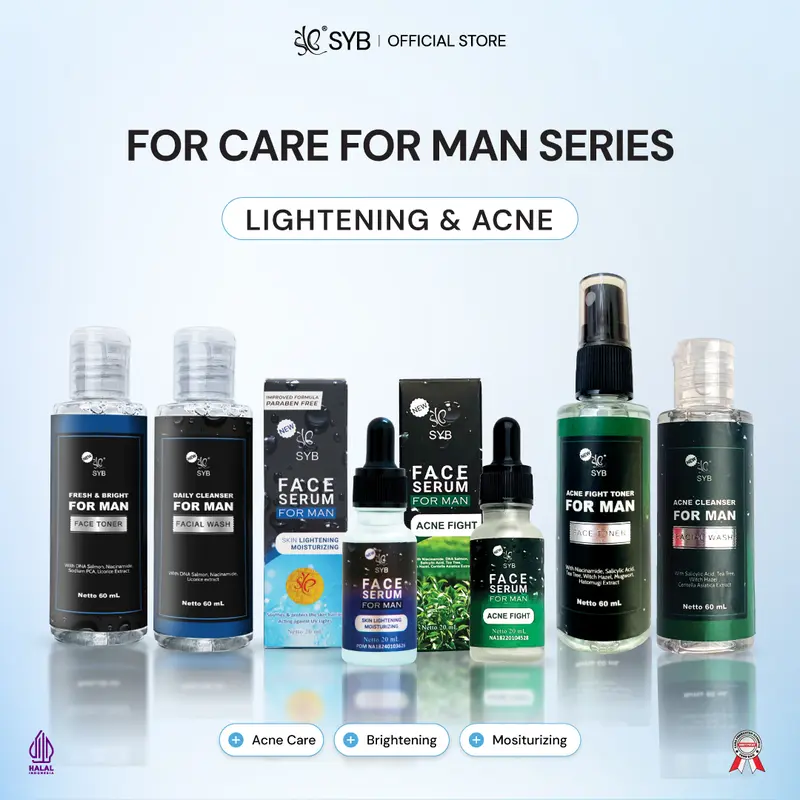 SYB Face Care For Man Original Brightening & Acne Series [Paket Perawatan Wajah Pria untuk Membersihkan & Mencerahkan dengan Niacinamide Salicylic Acid & Witch Hazel Extract] 2