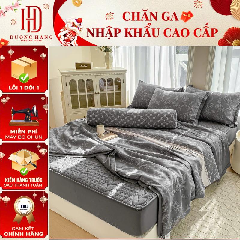 Bộ chăn ga COTTON ĐŨI ga trần + chăn trần + 2 vỏ gối + vỏ ôm