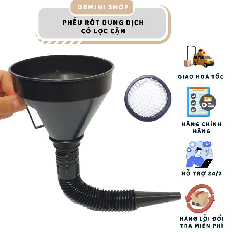  Phễu rót dung dịch. Dụng cụ rót dầu  nước kính  nước mát ô tô xe máy.Chất liệu nhựa có lọc cặn và khớp nối dài thuận tiện Phụ Tùng Phụ Kiện 
