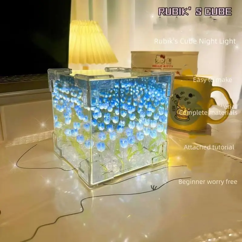 Khối Lập Phương Hoa Tulip Dạ Quang, Đồ Trang Trí Thủ Công, Gói Vật Liệu Tự Làm, Quà Tặng Tinh Tế, Đồ Chơi Thủ Công đèn hoatulip đèn hoatulip hộpvuông 8