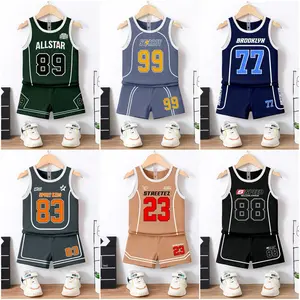 Vamora Setelan Baju Singlet Anak Laki Laki Motif Sporty Umur 1-5 Tahun Lengan Pendek Celana Pendek Fashion