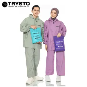 Jas Hujan TRYSTO Pria Wanita Bahan PVC Kuat Tebal Elastis