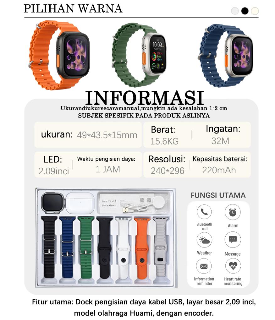 MARQ Promo Spesial Lebaran 2026 Jam Tangan Pintar Smartwatch Original Pemantau Kesehatan 24 Jam Layar IPS 2.09" Warna Luas Akurat Baterai Awet