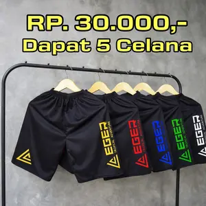 PROMO CELANA ISI 5 Celana Pendek Pria Hitam dengan Logo Warna-warni Nyaman Shorts Santai Unisex Dewasa Sport Bahan LOTTO ADEM DAN NYAMAN DIPAKAI