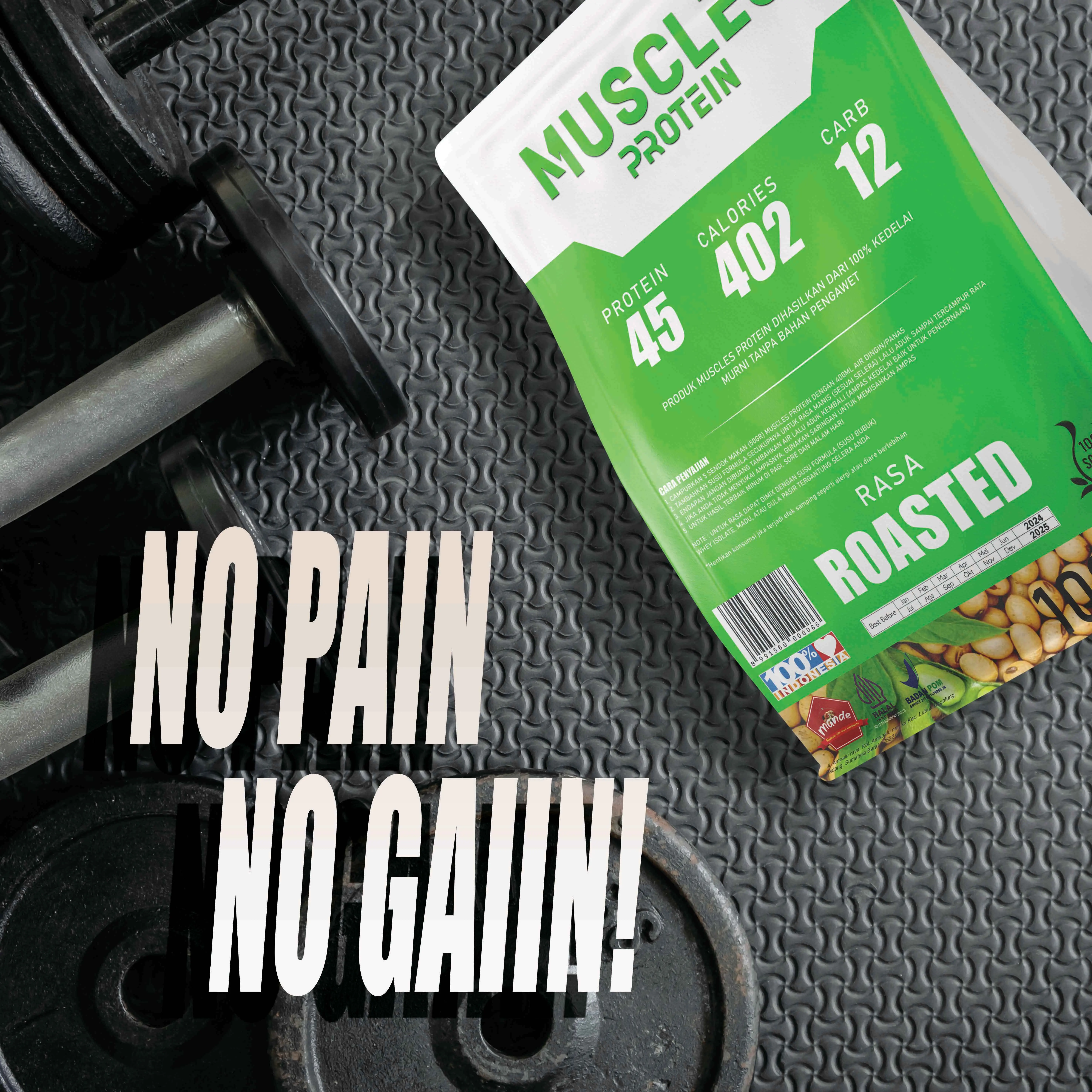 Muscles protein Whey Protein Bubuk Kedelai Murni 1Kg Roasted