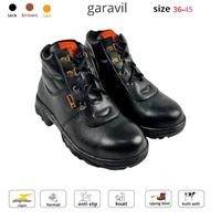 Gambar GARAVIL sepatu safety proyek ujung besi pria dan wanita semi boots tali kerja proyek lapangan - hitam kulit 101, 36 dari Garavilstore Kab. Tangerang 1 Tokopedia
