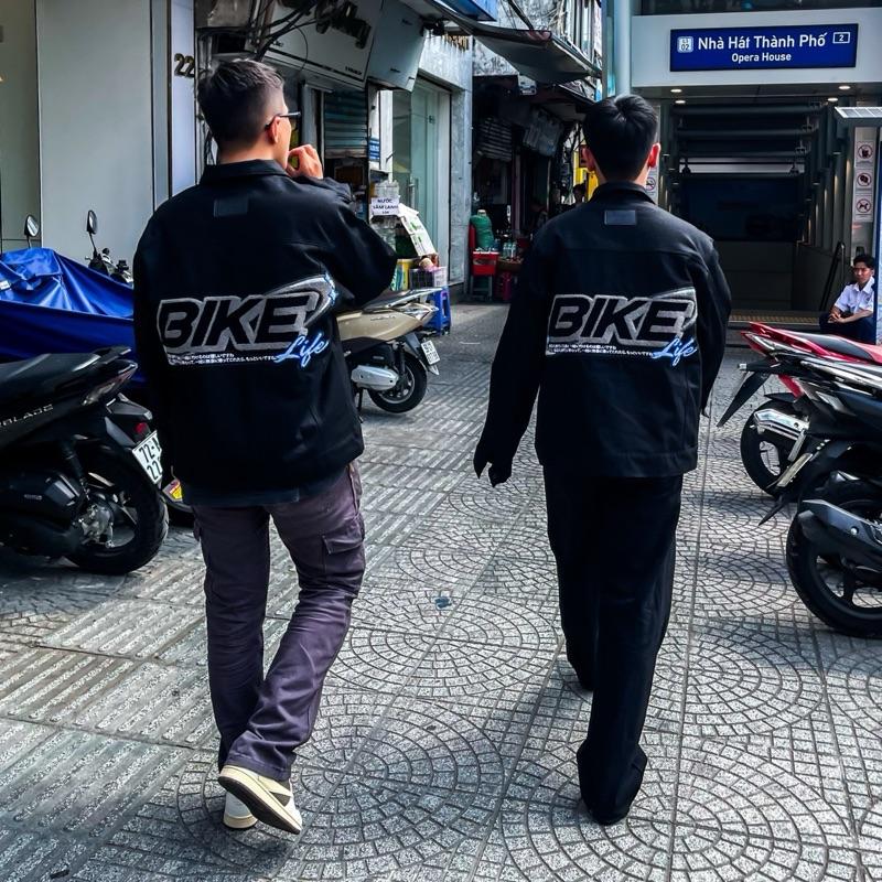 Jacket kaki "BIKE LIFE" thêu xù design by PT VIETNAM