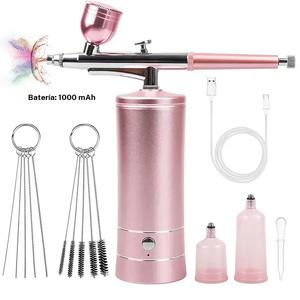 Kit de aerógrafo, Kit de pistola de aerógrafo inalámbrica con compresor, Kit de aerógrafo portátil recargable, Kit de máquina de maquillaje de aerógrafo mini, para la belleza facial