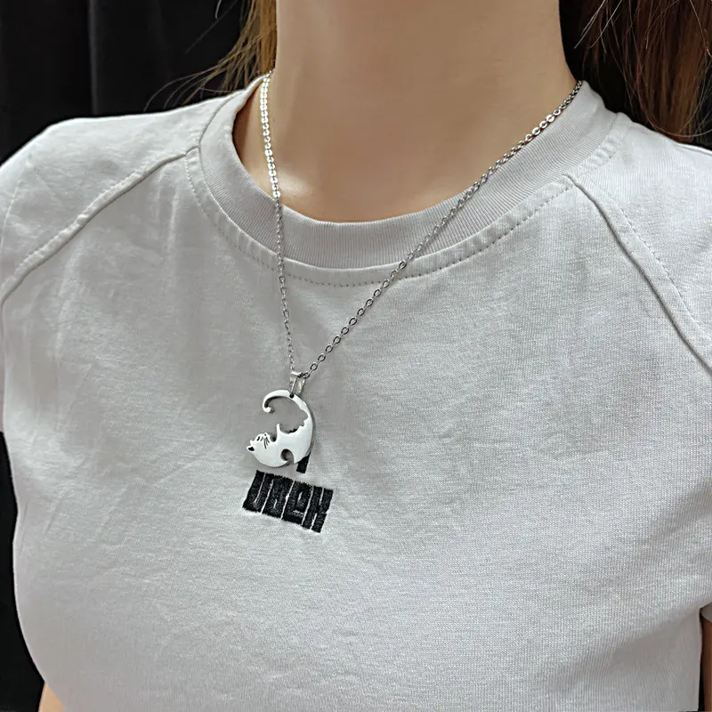 OLEVS Kalung Titanium Hijab Couple Pria Wanita Anti Karat Asli Bentuk Kitten Necklace Liontin korea Aesthetic Barang Spot COD 7
