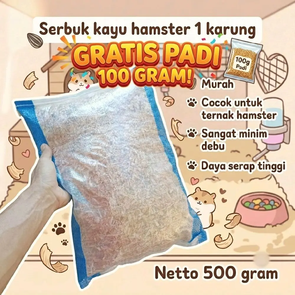 Serbuk Kayu Untuk Hamster 500 gram cocok GRATIS PADI Serbuk kayu untuk ternak hamster  Landak Kelinci  1 Karung murah karung kecil uk 30 x 45