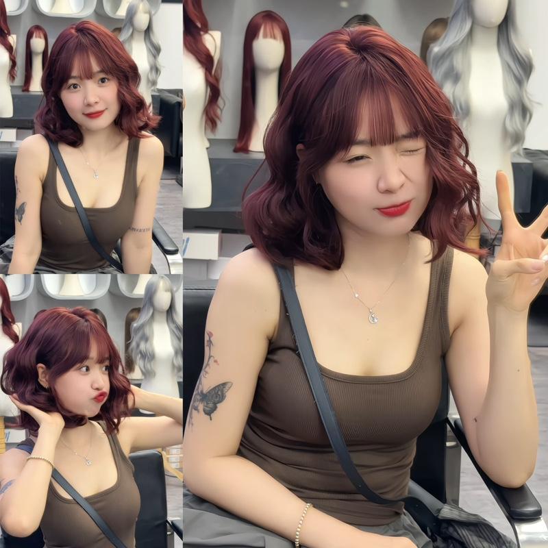 Dj-06 Tóc Giả Sóng Lơi Ngắn 35cm Chất Liệu Tơ Nhân Tạo- Kiểu Xoăn Nhẹ Tự Nhiên Cho Nữ