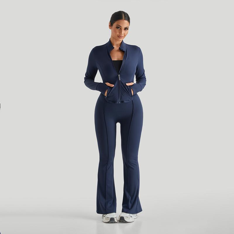 Mooslover Women High Waisted Slim Fit Flare Leg Pants 1