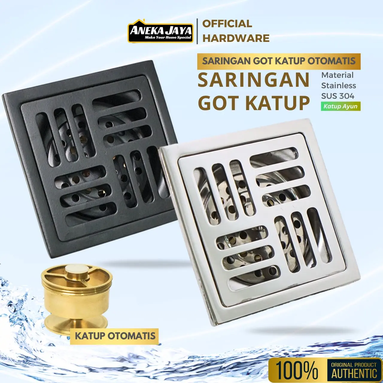 Saringan Got Kamar Mandi Stainless Premium Anti Bau Serangga Kecoa Floor Drain Katup Otomatis Tebal