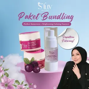 (TEBUS MURAH) SLUVSKIN 2 Pcs Perfect Sunscreen + 1Pcs Brightening Calming Essence  with DNA Salmon Ringan dan Praktis dibawah kemana saja