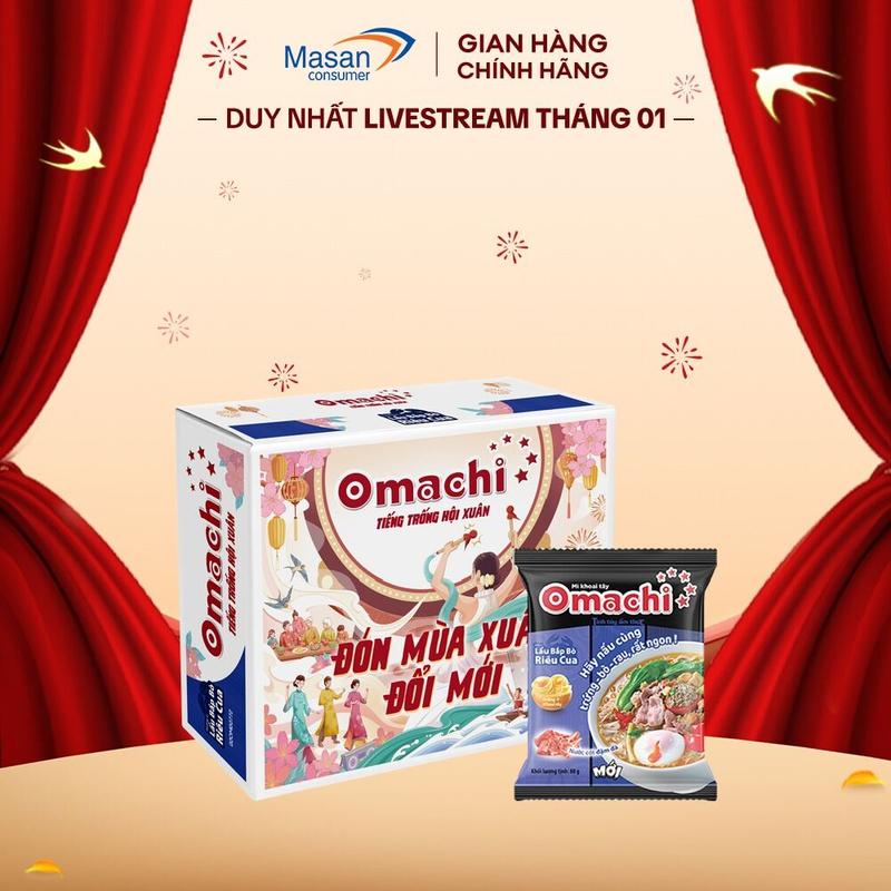  Mì dinh dưỡng khoai tây Omachi hương vị lẩu bắp bò riêu cua 30 gói x 80gr 